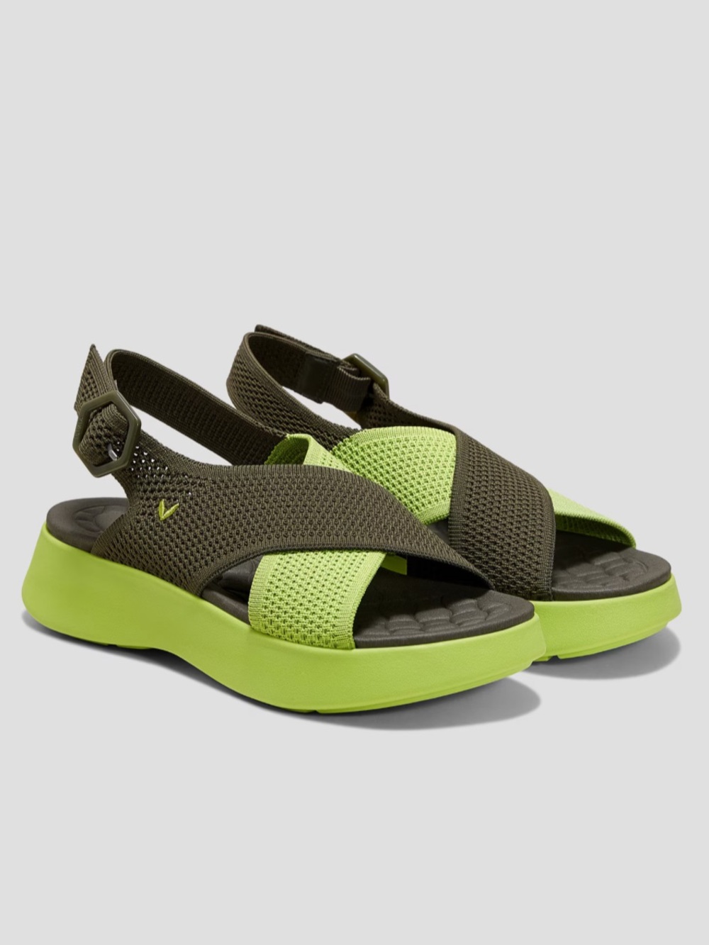Vivaia 38 Kara Adapt All walker sandals in Brown and Lime Green